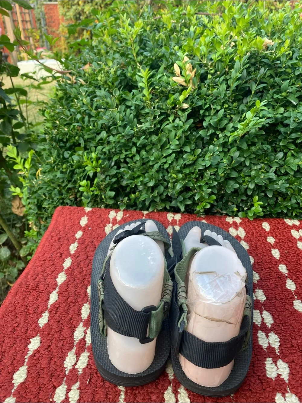Mekan Men’s Black and Olive Green Outdoor Sandals Adjustable Sandals SZ 6